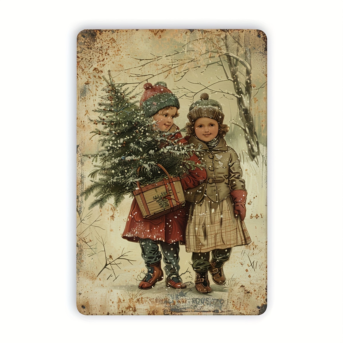Home Gym Garage - Vintage Christmas Tree Kids Metal Tin
