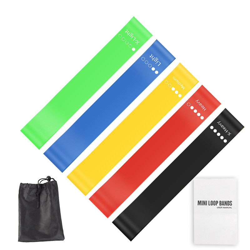 Home Gym Manual - 5Pcs TPE Resistance Bands Set with