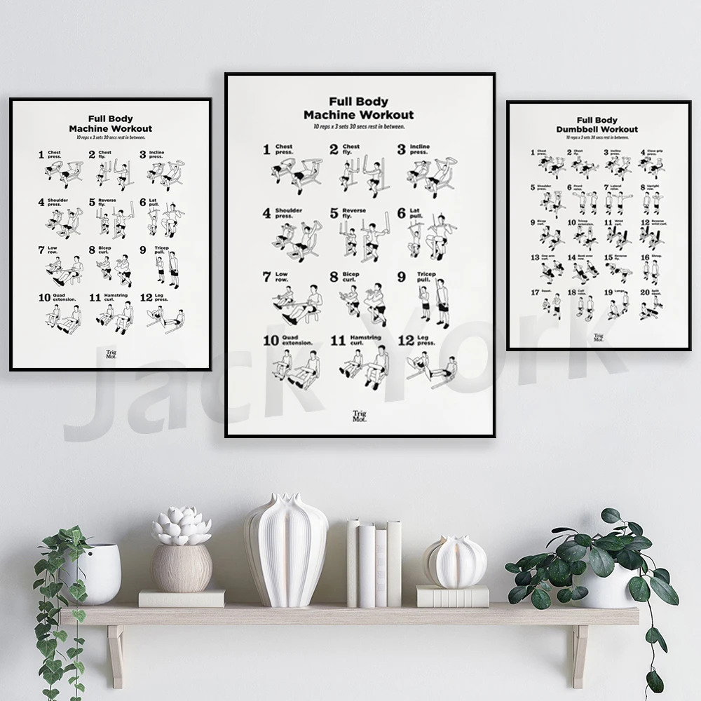 Dumbbell Workout Poster,Gym Po - Home Gym York 评论和价格